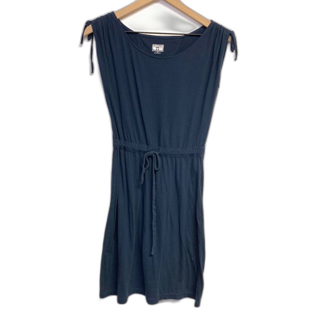 Converse One Star Blue Sleeveless Dress Small Tie Shoulder Elastic Waist Casual - Picture 2 of 4